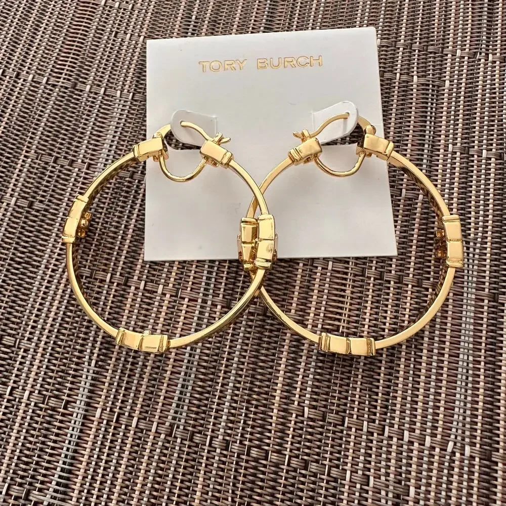 Tory Burch Logo T Earrings Oversized Signature Designer Jewelry NWT Gold